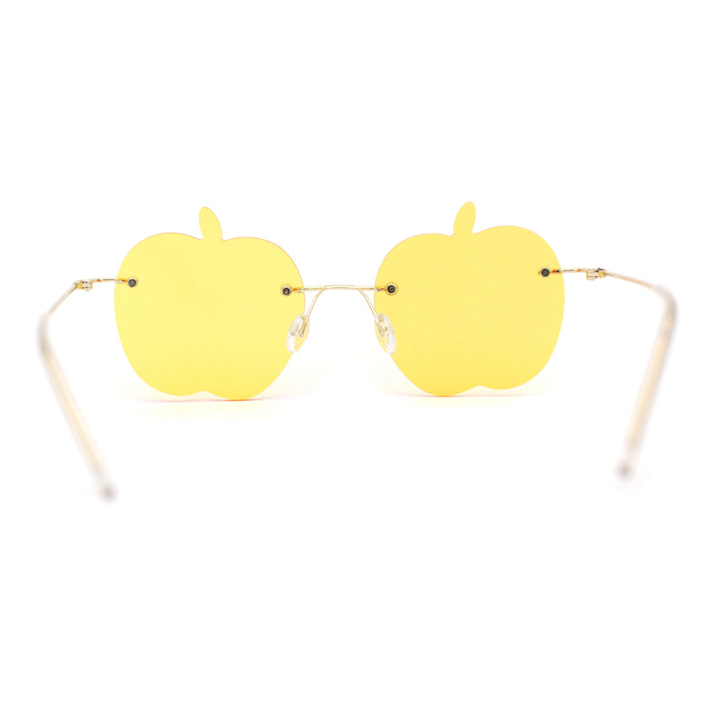 Funky Apple Peach Shape Lens Avant Garde Rimless Pimp Sunglasses