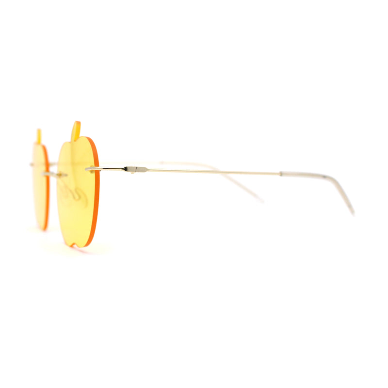 Funky Apple Peach Shape Lens Avant Garde Rimless Pimp Sunglasses