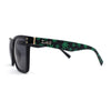 Locs Marijuana Green Pot Leaf Print Arm Matte Black Large Horn Rim Sunglasses
