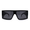 Locs Square Rectangle Thick Temple All Black Cholo Gangster Shade Sunglasses
