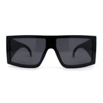 Locs Square Rectangle Thick Temple All Black Cholo Gangster Shade Sunglasses