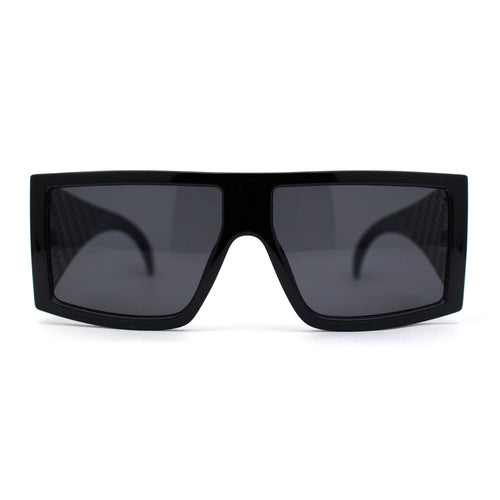 Locs Square Rectangle Thick Temple All Black Cholo Gangster Shade Sunglasses