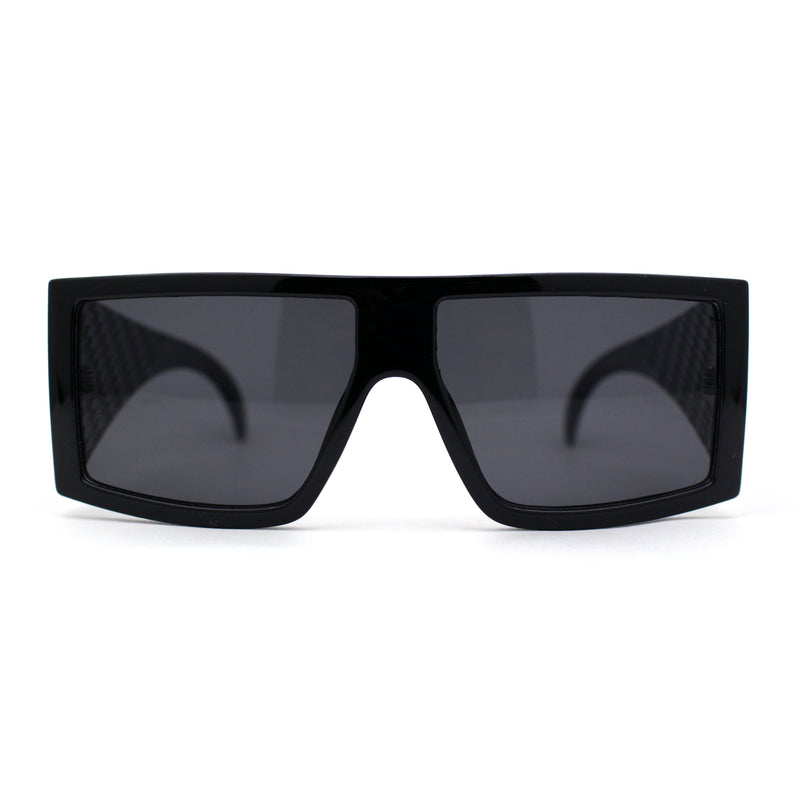 Locs Square Rectangle Thick Temple All Black Cholo Gangster Shade Sunglasses