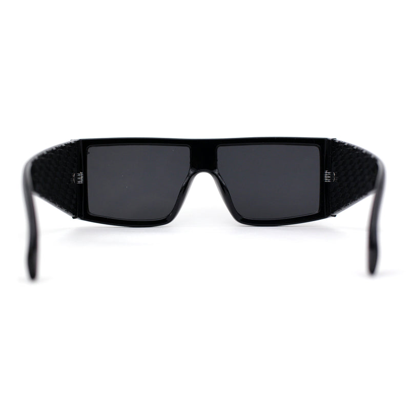 Locs Square Rectangle Thick Temple All Black Cholo Gangster Shade Sunglasses