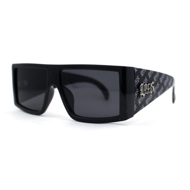 Locs Square Rectangle Thick Temple All Black Cholo Gangster Shade Sunglasses