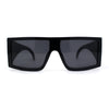 Locs Square Rectangle Thick Temple All Black Cholo Gangster Shade Sunglasses