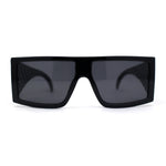 Locs Square Rectangle Thick Temple All Black Cholo Gangster Shade Sunglasses