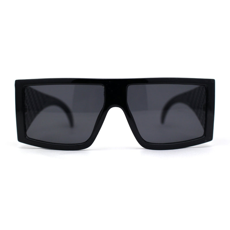 Locs Square Rectangle Thick Temple All Black Cholo Gangster Shade Sunglasses