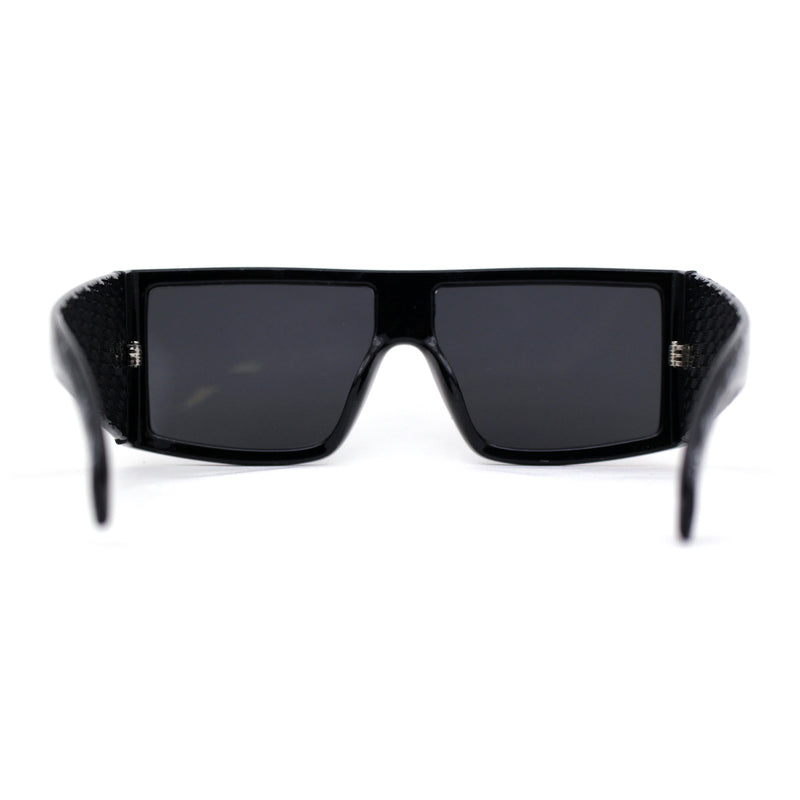 Locs Square Rectangle Thick Temple All Black Cholo Gangster Shade Sunglasses