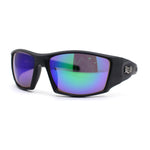 Locs Color Mirror Sport Biker Style Wrap Around Matte Black Sunglasses