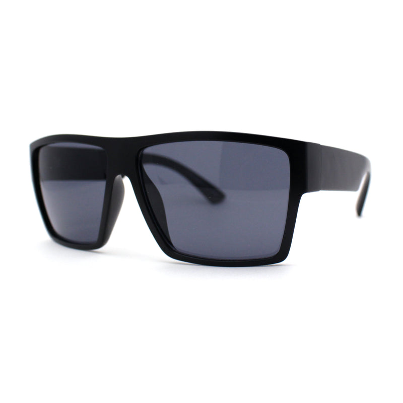 Mens Flat Top Sport Rectangle Horn Rim Sunglasses