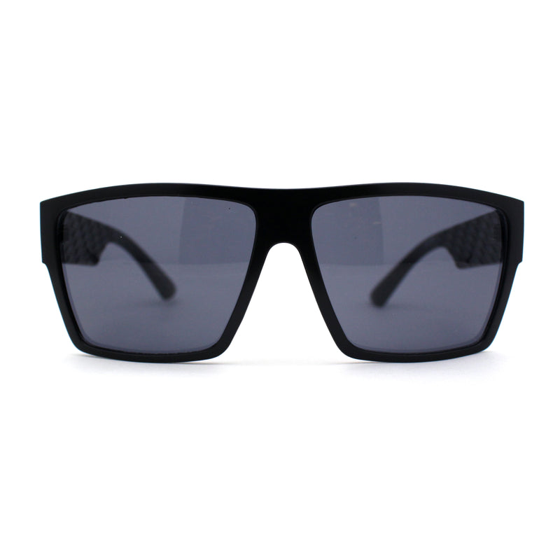 Mens Flat Top Sport Rectangle Horn Rim Sunglasses