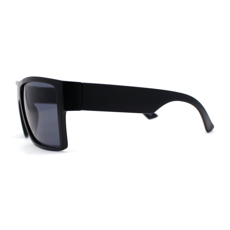 Mens Flat Top Sport Rectangle Horn Rim Sunglasses