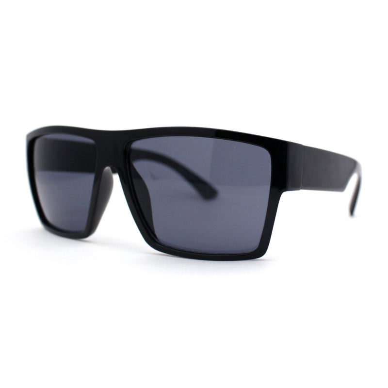 Mens Flat Top Sport Rectangle Horn Rim Sunglasses