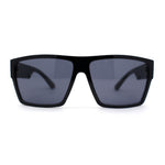 Mens Flat Top Sport Rectangle Horn Rim Sunglasses
