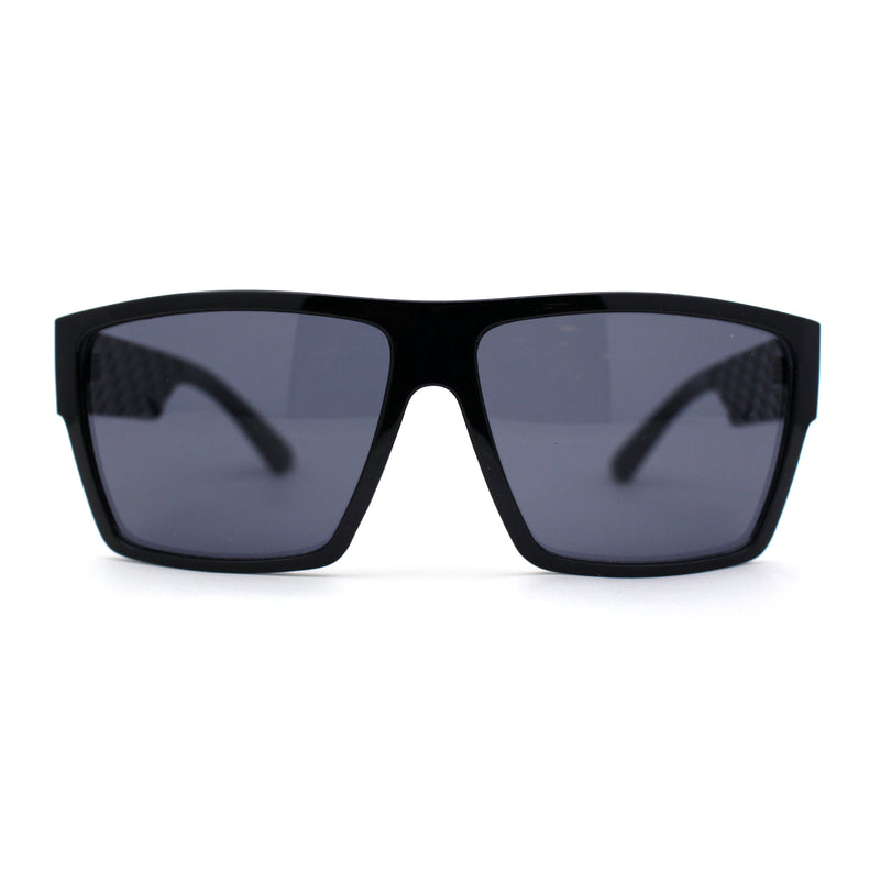 Mens Flat Top Sport Rectangle Horn Rim Sunglasses