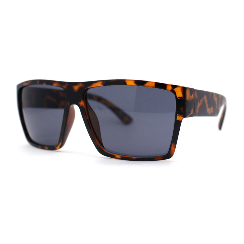 Mens Flat Top Sport Rectangle Horn Rim Sunglasses