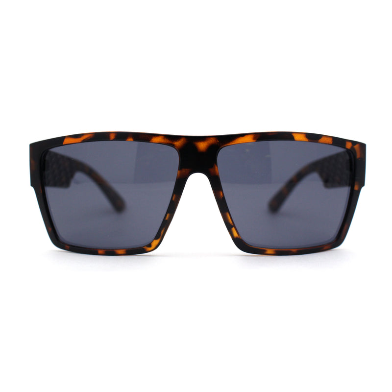 Mens Flat Top Sport Rectangle Horn Rim Sunglasses