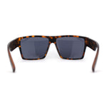 Mens Flat Top Sport Rectangle Horn Rim Sunglasses