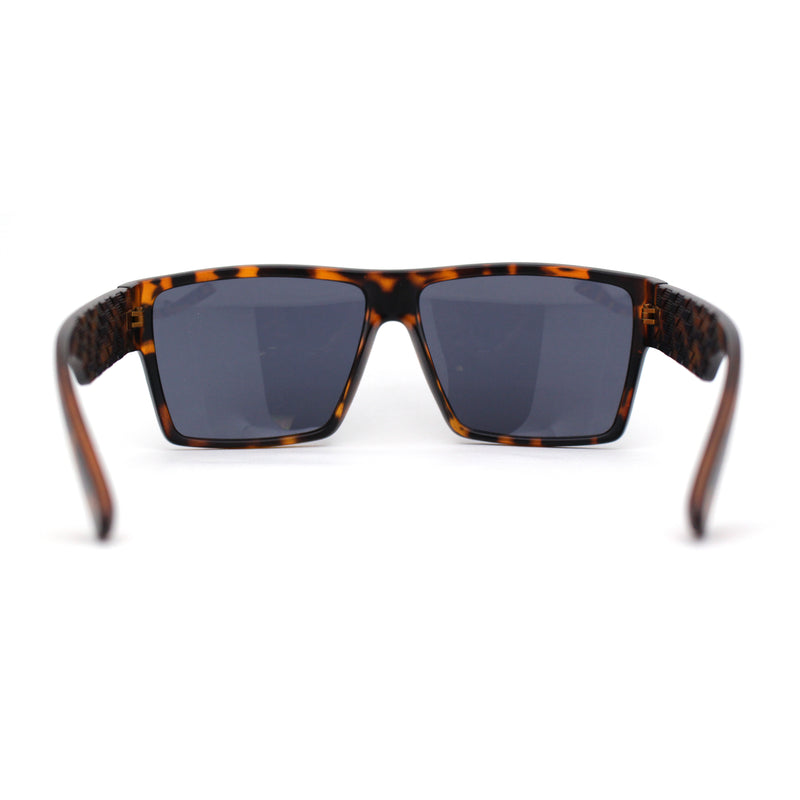 Mens Flat Top Sport Rectangle Horn Rim Sunglasses