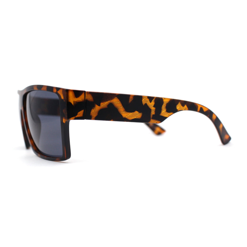 Mens Flat Top Sport Rectangle Horn Rim Sunglasses
