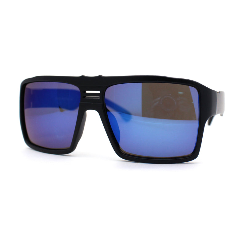 Mens Color Mirror Flat Top Mobster Rectangle Racer Sunglasses