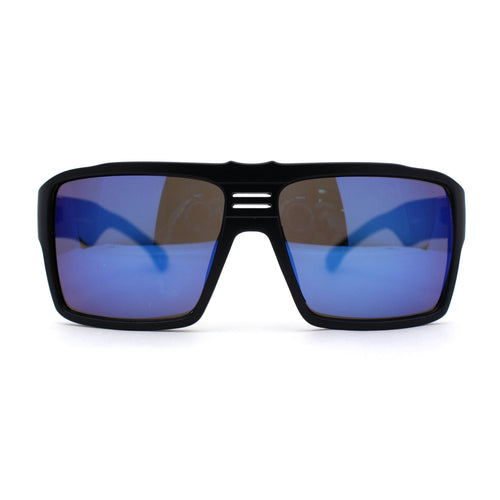 Mens Color Mirror Flat Top Mobster Rectangle Racer Sunglasses