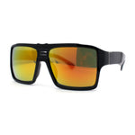 Mens Color Mirror Flat Top Mobster Rectangle Racer Sunglasses