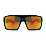 Mens Color Mirror Flat Top Mobster Rectangle Racer Sunglasses