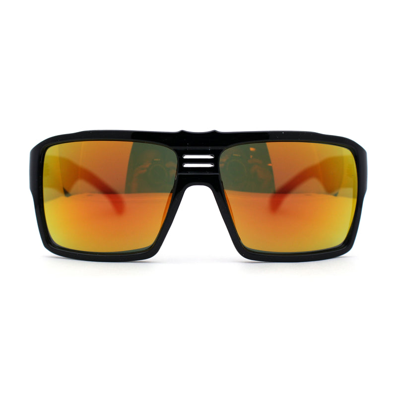 Mens Color Mirror Flat Top Mobster Rectangle Racer Sunglasses