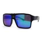 Mens Color Mirror Flat Top Mobster Rectangle Racer Sunglasses