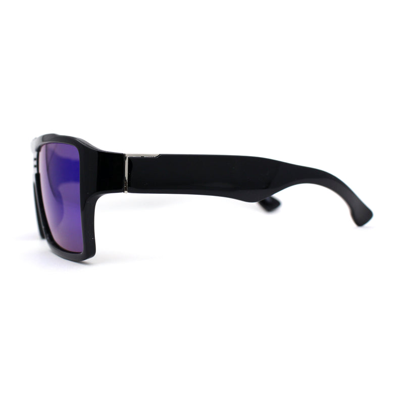 Mens Color Mirror Flat Top Mobster Rectangle Racer Sunglasses