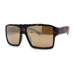 Mens Color Mirror Flat Top Mobster Rectangle Racer Sunglasses