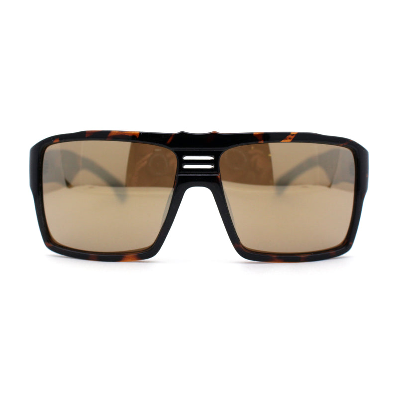 Mens Color Mirror Flat Top Mobster Rectangle Racer Sunglasses