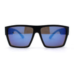 Mens Flat Top Sport Rectangle Horn Rim Sunglasses