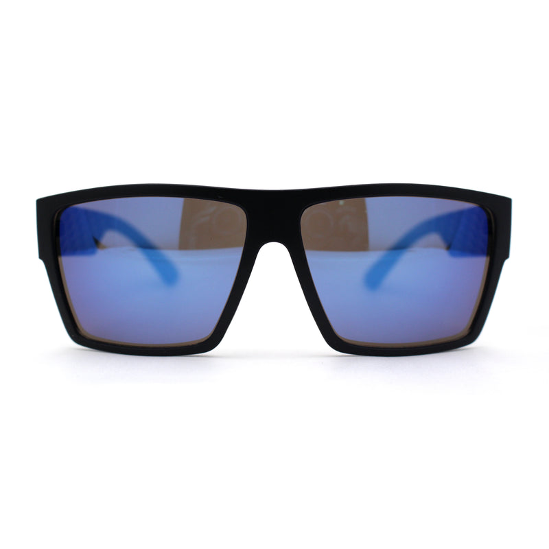 Mens Flat Top Sport Rectangle Horn Rim Sunglasses