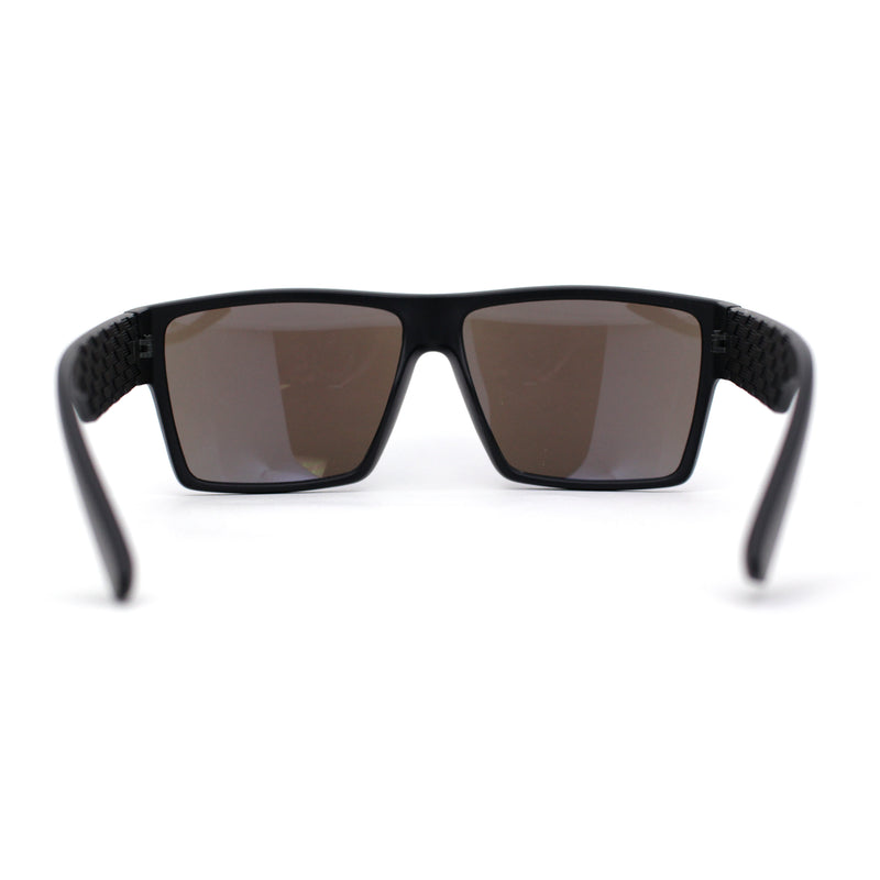 Mens Flat Top Sport Rectangle Horn Rim Sunglasses