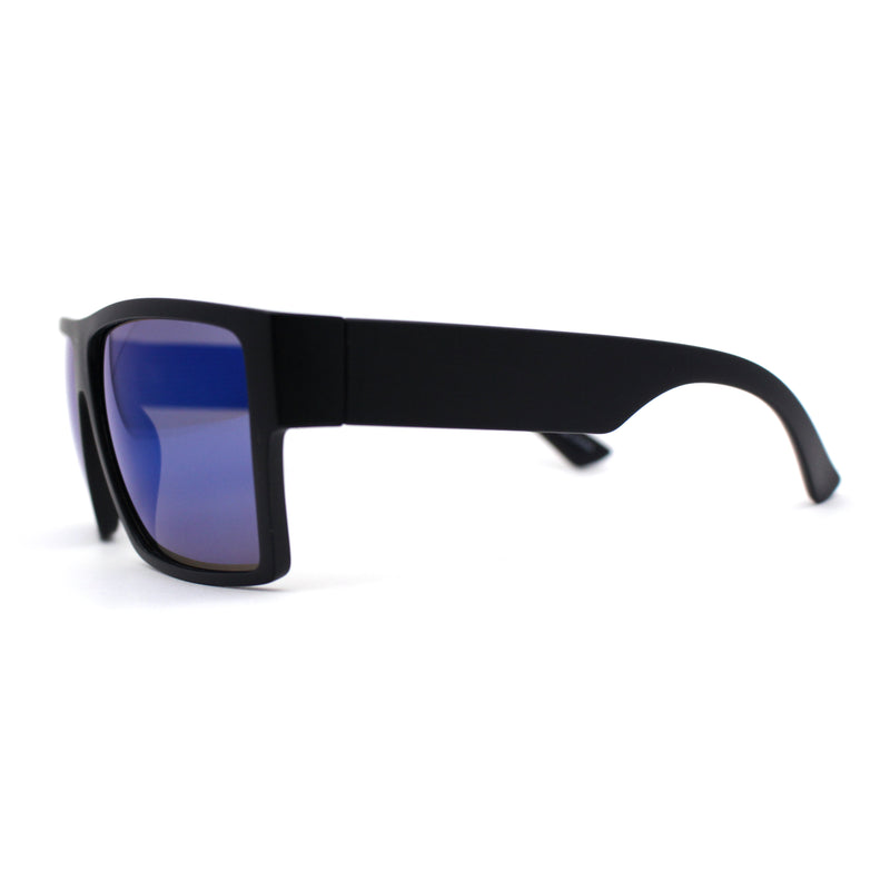 Mens Flat Top Sport Rectangle Horn Rim Sunglasses