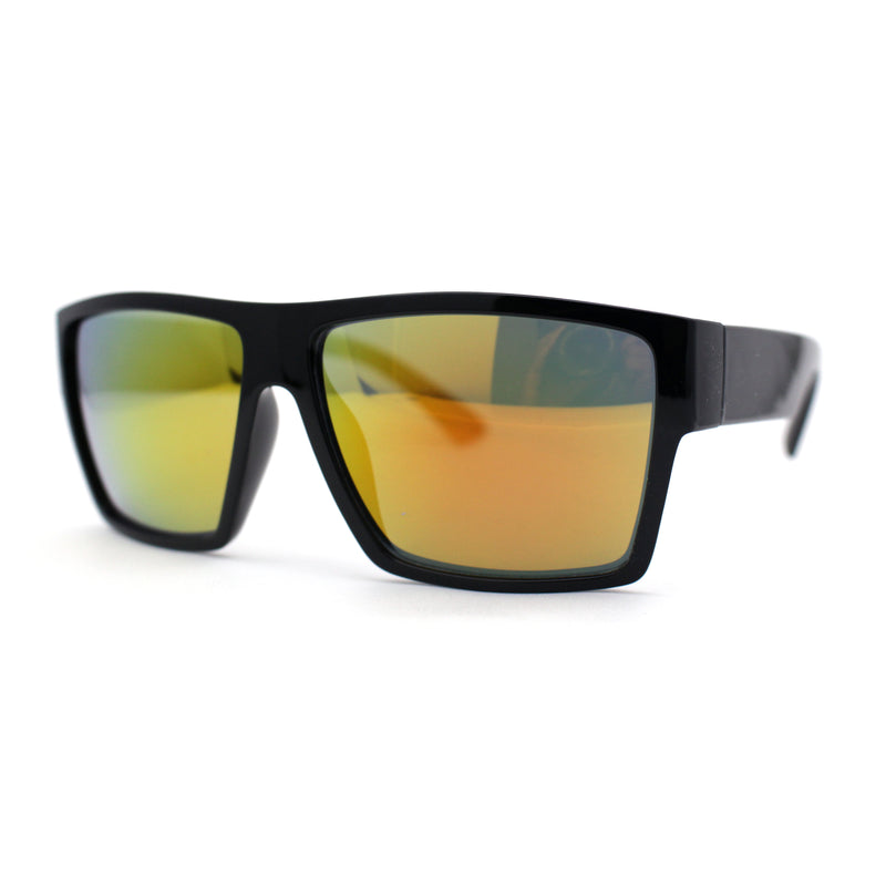 Mens Flat Top Sport Rectangle Horn Rim Sunglasses
