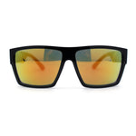 Mens Flat Top Sport Rectangle Horn Rim Sunglasses
