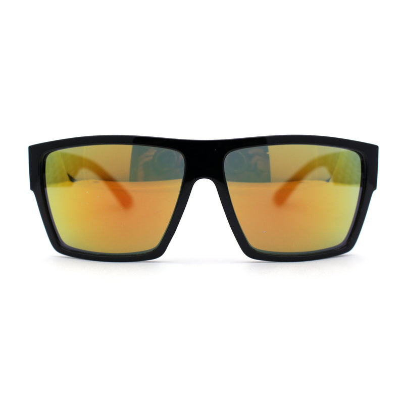 Mens Flat Top Sport Rectangle Horn Rim Sunglasses