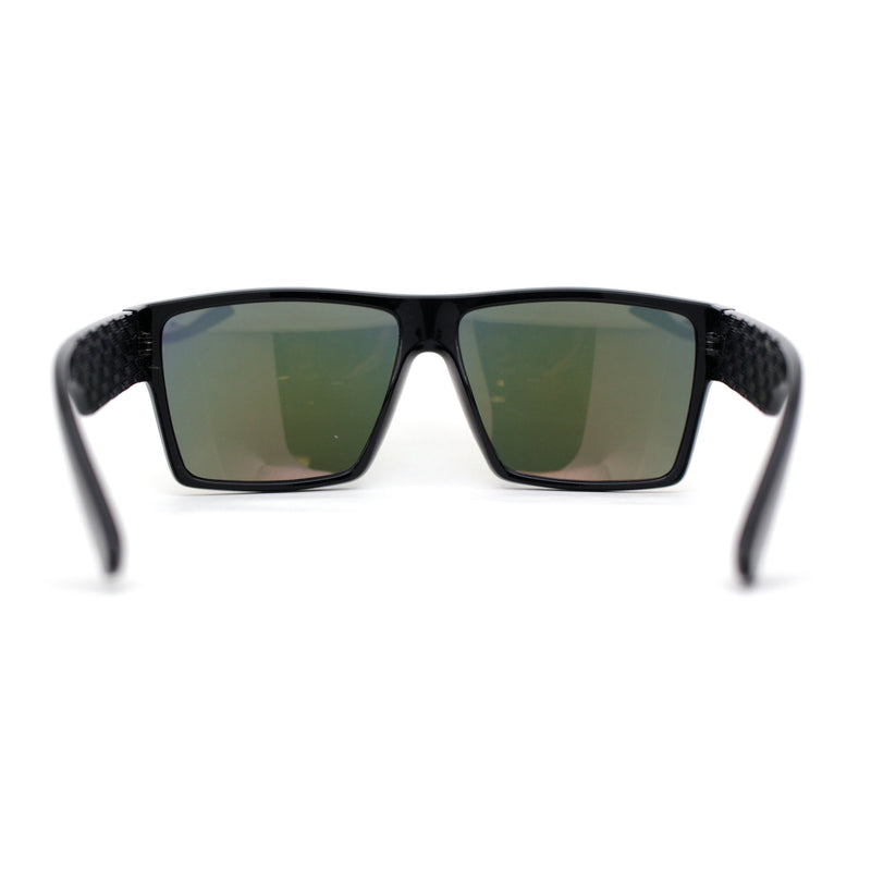 Mens Flat Top Sport Rectangle Horn Rim Sunglasses