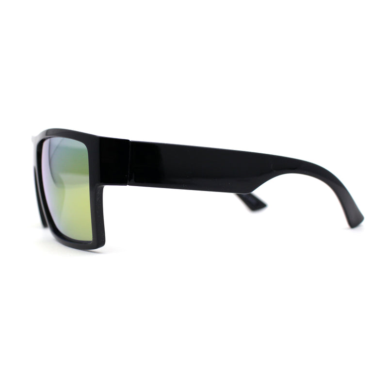 Mens Flat Top Sport Rectangle Horn Rim Sunglasses