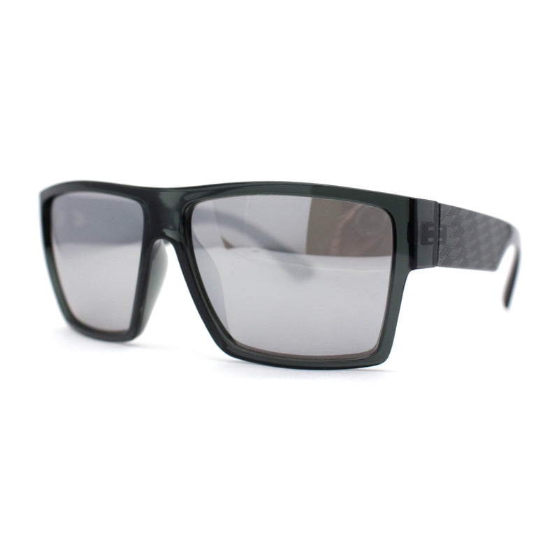 Mens Flat Top Sport Rectangle Horn Rim Sunglasses