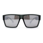 Mens Flat Top Sport Rectangle Horn Rim Sunglasses