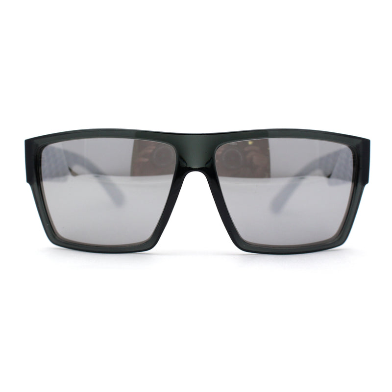 Mens Flat Top Sport Rectangle Horn Rim Sunglasses