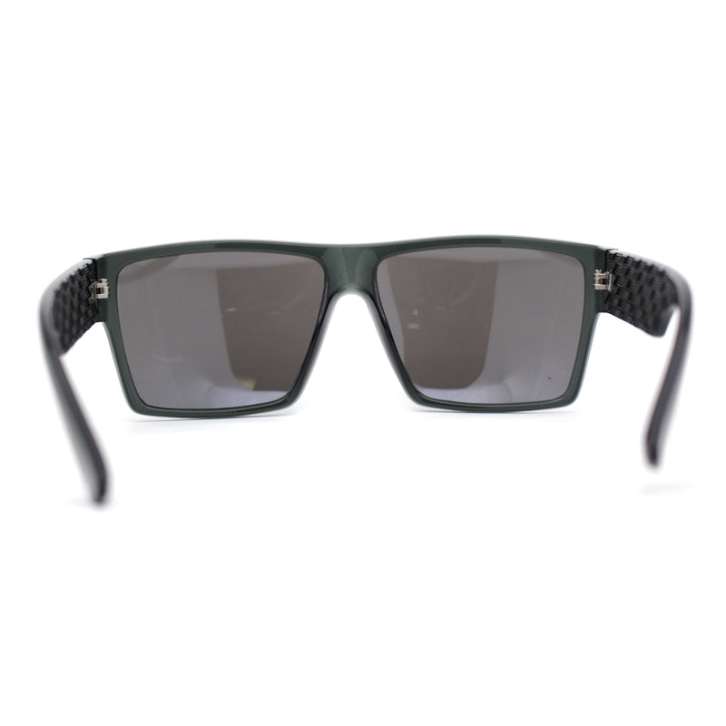 Mens Flat Top Sport Rectangle Horn Rim Sunglasses