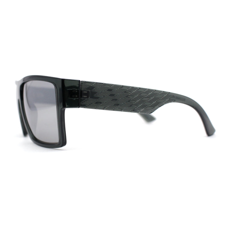 Mens Flat Top Sport Rectangle Horn Rim Sunglasses