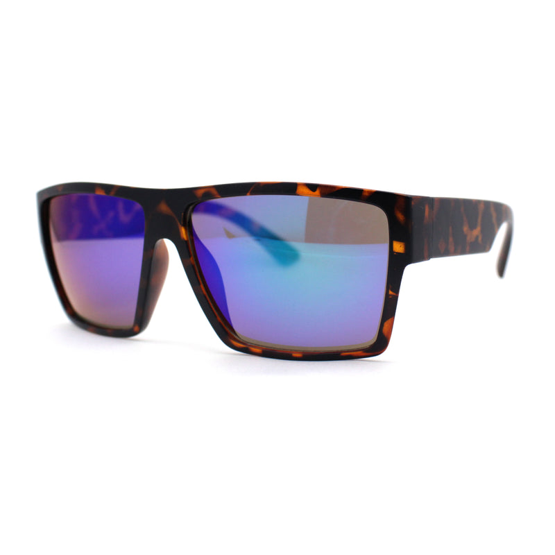 Mens Flat Top Sport Rectangle Horn Rim Sunglasses