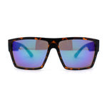 Mens Flat Top Sport Rectangle Horn Rim Sunglasses